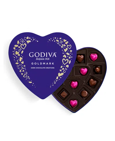 Godiva Valentine's Day Assorted Dark Chocolates Heart Tin, 14 Pieces In Transparent