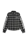 Godmade Broken Script Checked Flannel Shirt In Black