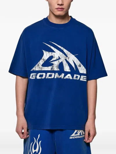 Godmade Cotton T-shirt In Blue
