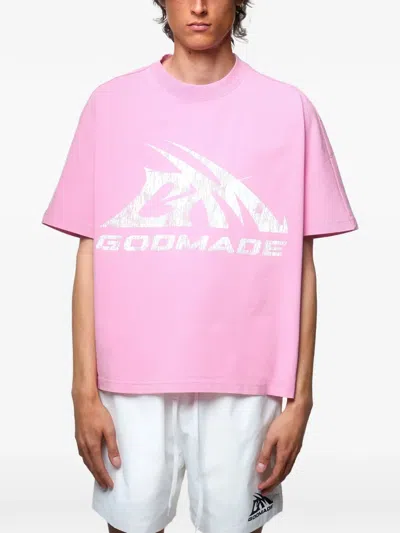 Godmade Cotton T-shirt In Pink