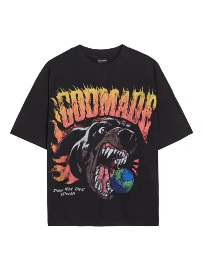 Godmade Dog World Graphic T-shirt In Black