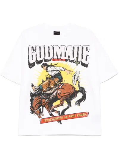 Godmade T-shirt Mit Grafischem Print In Weiss