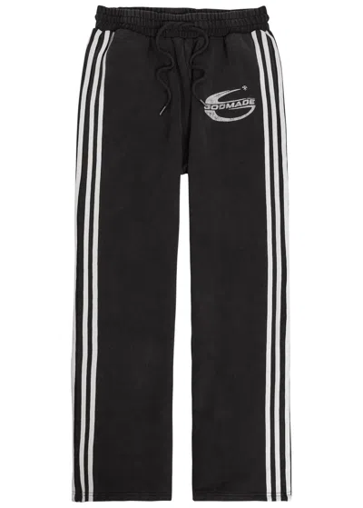 Godmade Imperial Logo Striped Cotton Sweatpants In Black