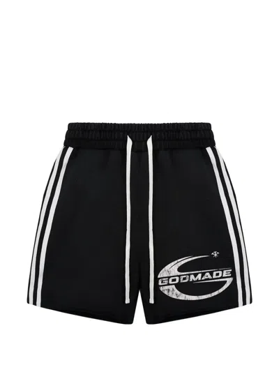 Godmade Imperial Logo-print Side-stripe Shorts In Black