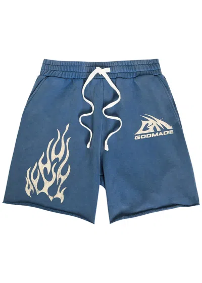 Godmade Logo-print Cotton Sweatshorts In Blue