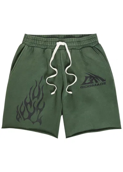 Godmade Logo-print Cotton Sweatshorts In Green