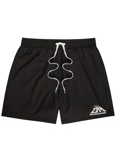 Godmade Logo-print Cotton Swim Shorts In Black