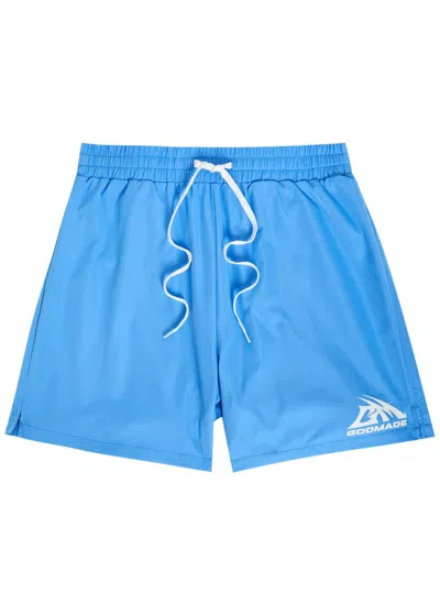 Godmade Logo-print Cotton Swim Shorts In Blue