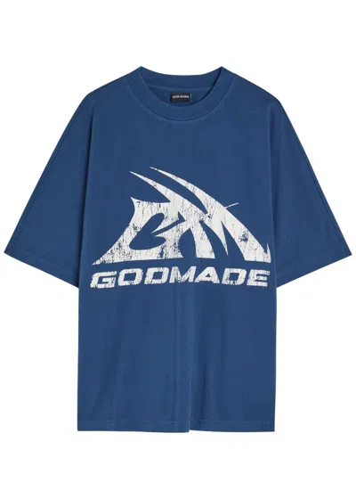 Godmade Logo-print Cotton T-shirt In Blue