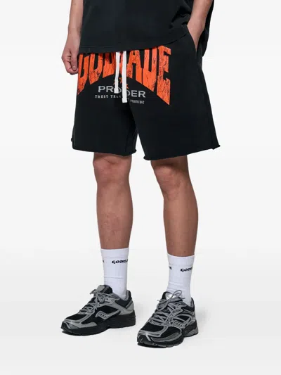 Godmade Logo-print Raw-cut Shorts In Black
