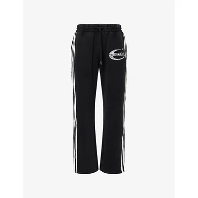 Godmade Mens Black Imperial Contrast-stripe Cotton Jogging Bottoms