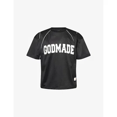 Godmade Mens Black Logo-print Perforated Jersey T-shirt Xl