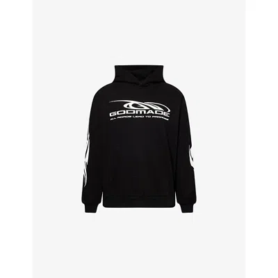 Godmade Mens Paradise Graphic-print Cotton Hoody Black