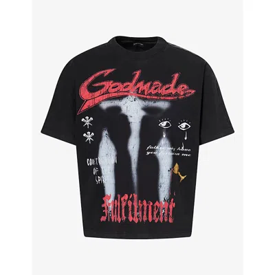 Godmade Mens Fulfilment Logo Cotton T-shirt Washed Black Xl