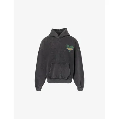 Godmade Mens Grey Ocean Side Washed Cotton Hoody In Gray