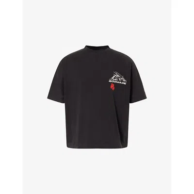 Godmade Mens Black Wrapped Logo Graphic-print Cotton T-shirt