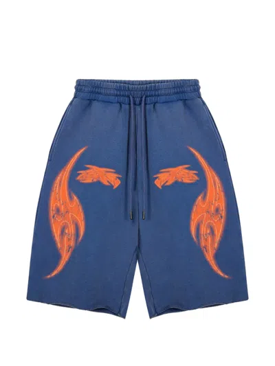 Godmade Vivid Flame-print Shorts In Blue