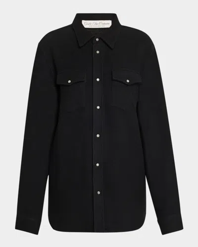 God's True Cashmere 2-pocket Cashmere Sunstone-snap Shirt In Black Sunstone