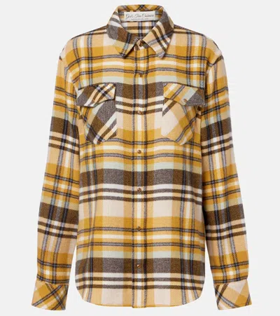God's True Cashmere Abundance Tartan Cashmere Shirt With Tiger's Eye In Yellow