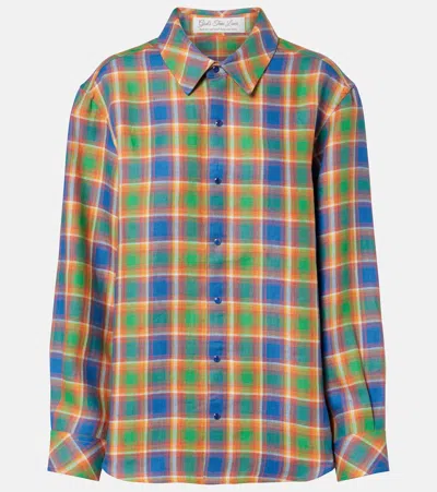 God's True Cashmere Brilliant Linen Shirt With Lapis Lazuli In Multi