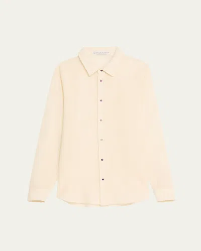 God's True Cashmere Button Down Gauze Solid Shirt In Neutral