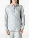 God's True Cashmere Silver Solid Linen Button-front Shirt In Gray