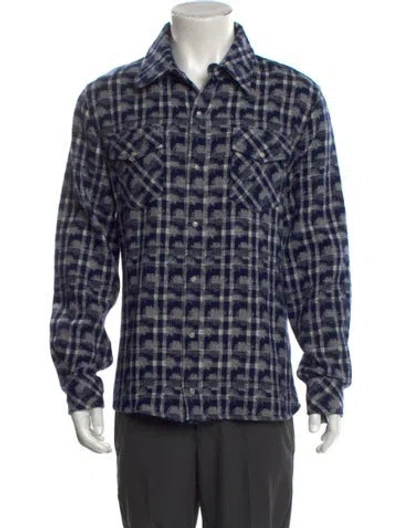 Pre-owned God's True Cashmere Cashmere Plaid Print Shirt In Blue