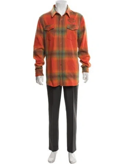 Pre-owned God's True Cashmere Cashmere Plaid Print Shirt In Orange