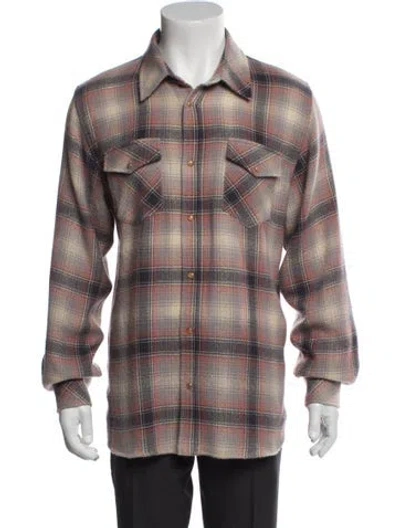 Pre-owned God's True Cashmere Cashmere Plaid Print Western Shirt In Orange