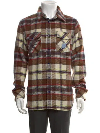 Pre-owned God's True Cashmere Cashmere Plaid Print Western Shirt W/ Tags In Multi