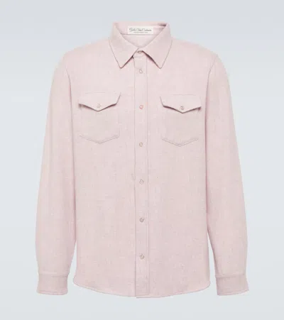 God's True Cashmere Long Sleeve Cashmere Shirt With Hand-carved Gemstone Snaps In Neutral