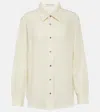 God's True Cashmere Womens Gauze Solid Curved-hem Cashmere-and-wool Shirt Amethyst Xs In White