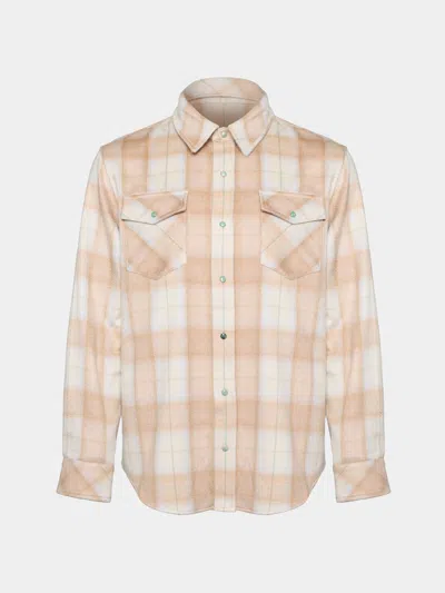 God's True Cashmere Champagne Tartan Cashmere Shirt Size: Xl