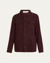 God's True Cashmere Claret Solid Cashmere Button-down Shirt