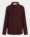 God's True Cashmere Claret Solid Cashmere Button-down Shirt In Burgundy