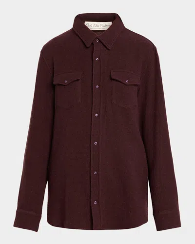 God's True Cashmere Claret Solid Cashmere Button-down Shirt In Burgundy