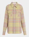 God's True Cashmere Earth Tartan Cashmere Button Down Shirt In Rose Quartz