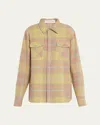 God's True Cashmere Earth Tartan Cashmere Button Down Shirt In Rose Quartz