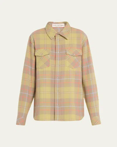 GOD'S TRUE CASHMERE EARTH TARTAN CASHMERE BUTTON DOWN SHIRT