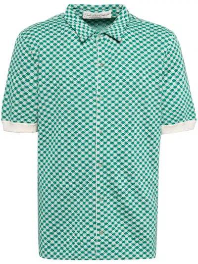 God's True Cashmere Emerald-dot Jacquard Boat Shirt In Green