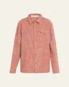 God's True Cashmere Flower Space Dye Tartan Cashmere Shirt Jacket In Carnelian