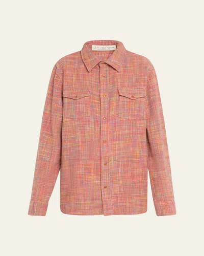 GOD'S TRUE CASHMERE FLOWER SPACE DYE TARTAN CASHMERE SHIRT JACKET