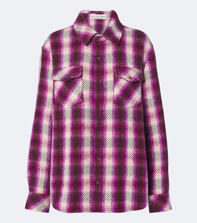 God's True Cashmere Frontier Plaid Cashmere Shirt With Amethysts In Purple