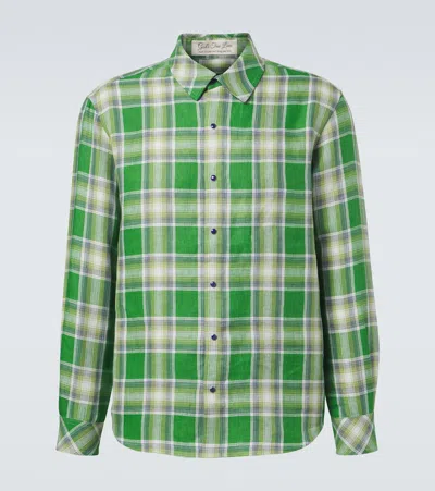 God's True Cashmere Harbor Tartan Linen Shirt With Lapis Lazuli In Multi