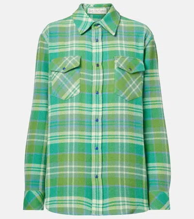 God's True Cashmere Hero Plaid Cashmere Shirt In Green