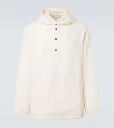 God's True Cashmere Hooded Linen Jacket With Amethyst In White
