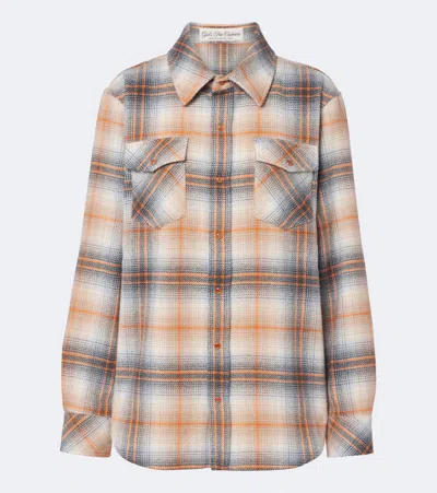 God's True Cashmere Ironwood Plaid Cashmere Shirt With Carnelians In Neutral