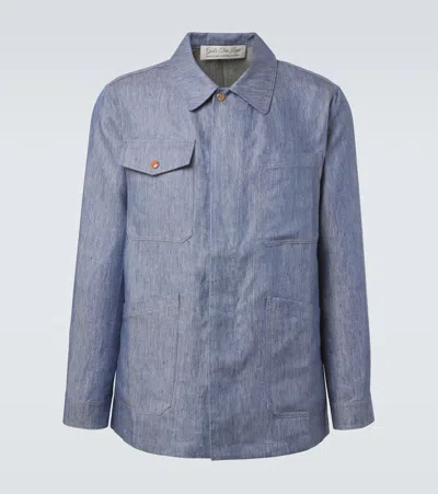 God's True Cashmere Linen Denim Jacket With Carnelian In Blue