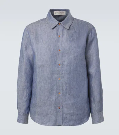God's True Cashmere Linen Denim Shirt With Carnelian In Blue