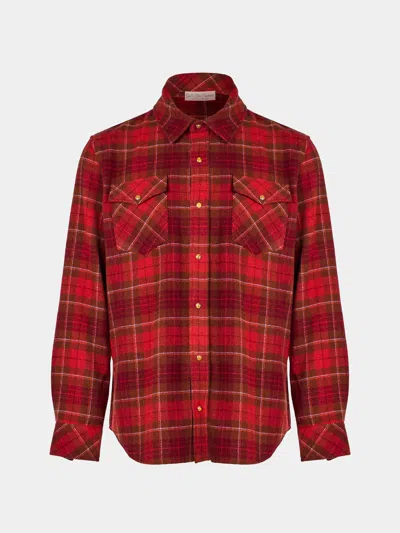 God's True Cashmere Love Tartan Cashmere Shirt Size: L In Red